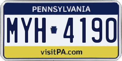 PA license plate MYH4190