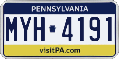 PA license plate MYH4191