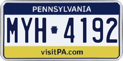PA license plate MYH4192
