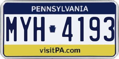 PA license plate MYH4193