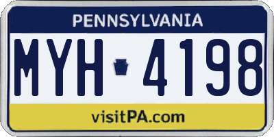 PA license plate MYH4198