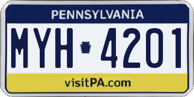 PA license plate MYH4201