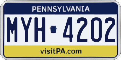 PA license plate MYH4202
