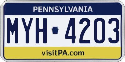 PA license plate MYH4203