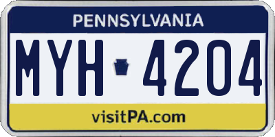 PA license plate MYH4204