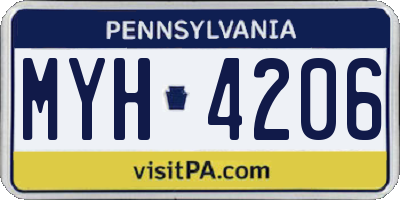 PA license plate MYH4206