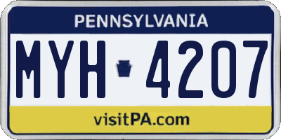 PA license plate MYH4207