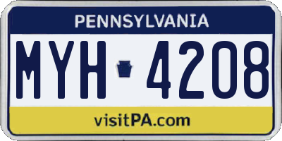 PA license plate MYH4208