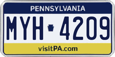 PA license plate MYH4209