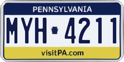 PA license plate MYH4211
