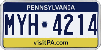 PA license plate MYH4214