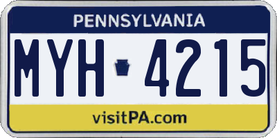 PA license plate MYH4215