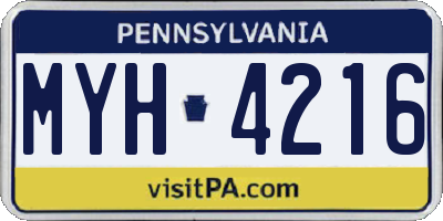 PA license plate MYH4216
