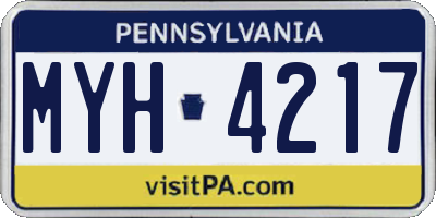 PA license plate MYH4217