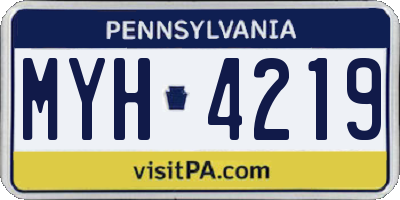 PA license plate MYH4219