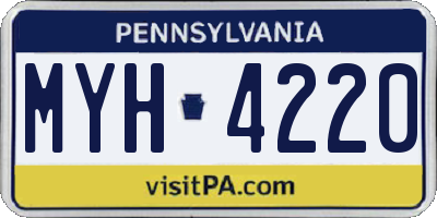 PA license plate MYH4220