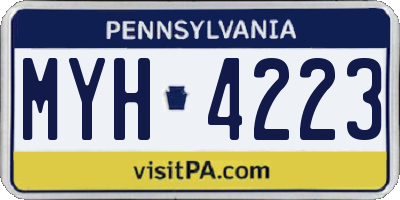 PA license plate MYH4223