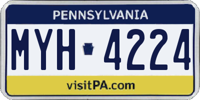 PA license plate MYH4224