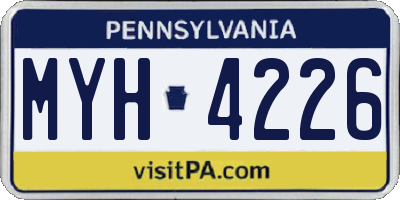 PA license plate MYH4226