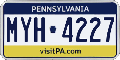 PA license plate MYH4227