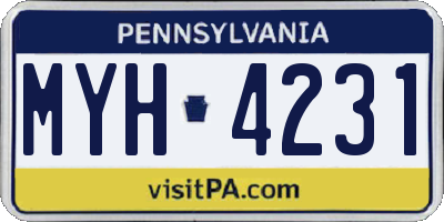 PA license plate MYH4231