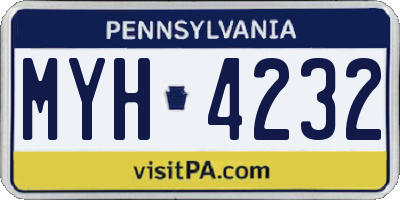 PA license plate MYH4232
