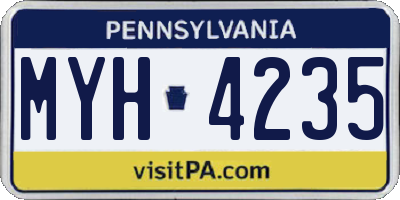 PA license plate MYH4235