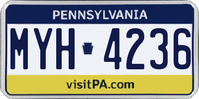 PA license plate MYH4236
