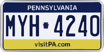 PA license plate MYH4240