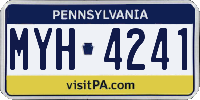 PA license plate MYH4241