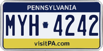 PA license plate MYH4242