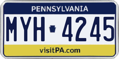 PA license plate MYH4245