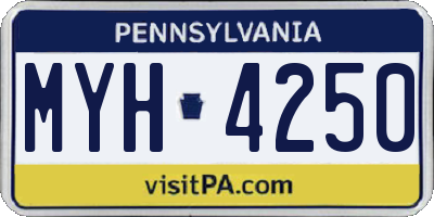 PA license plate MYH4250