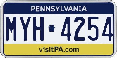 PA license plate MYH4254