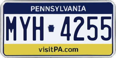 PA license plate MYH4255