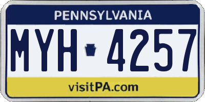 PA license plate MYH4257