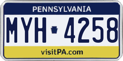 PA license plate MYH4258
