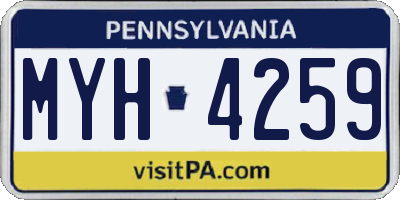 PA license plate MYH4259