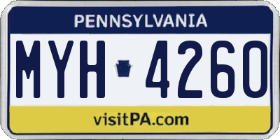 PA license plate MYH4260