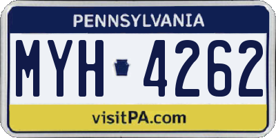PA license plate MYH4262