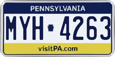 PA license plate MYH4263