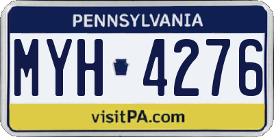 PA license plate MYH4276
