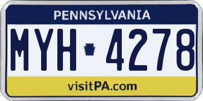 PA license plate MYH4278