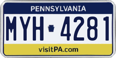 PA license plate MYH4281