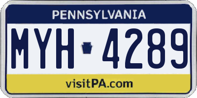PA license plate MYH4289