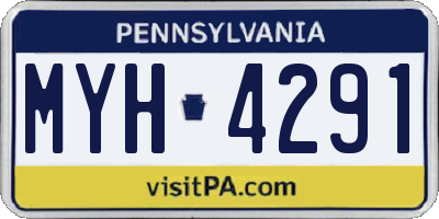 PA license plate MYH4291