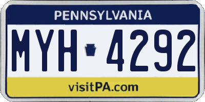 PA license plate MYH4292