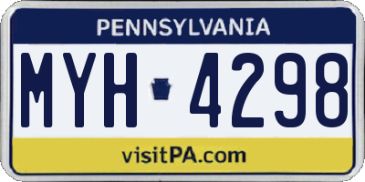 PA license plate MYH4298