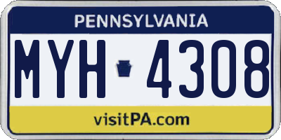 PA license plate MYH4308