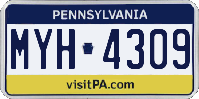 PA license plate MYH4309
